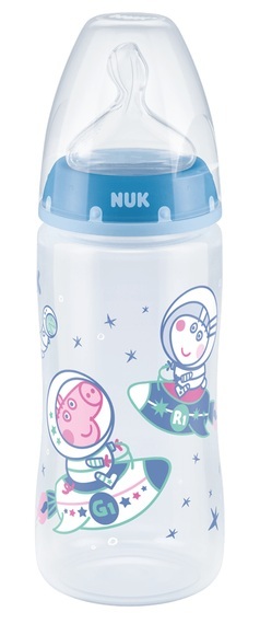 NUK Babyflasche First Choice+ Peppa Pig mit Temperatur Control, 6-18 Monate, 300 ml, in blau