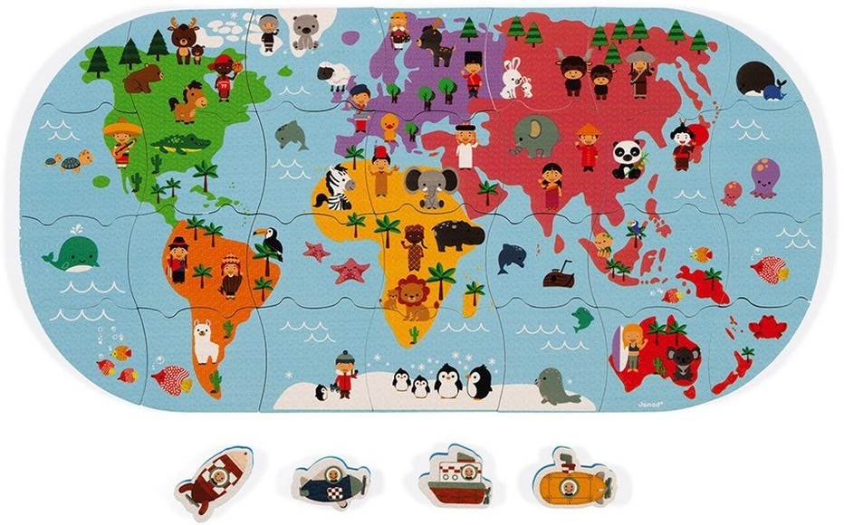 Janod - Puzzle Karte für die Badewanne 47x24cm -