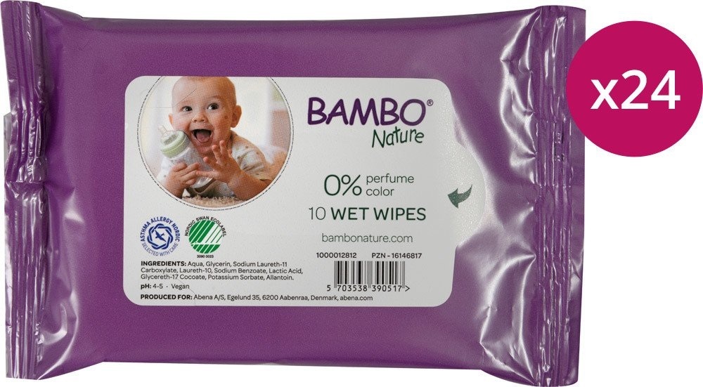 Bambo Nature Wet Wipes, Travel Pack