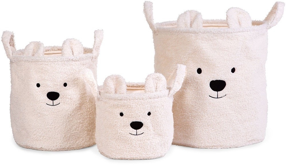 CHILDHOME 3er Korb Set Teddy altweiß