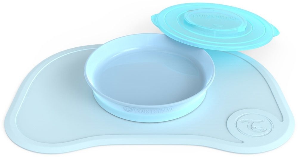 Twistshake Teller mit passender Unterlage pastell blau