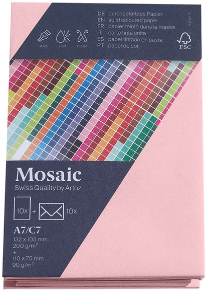 Artoz Mosaic Karten/Kuverts A7/C7 rosa je 10 Stück