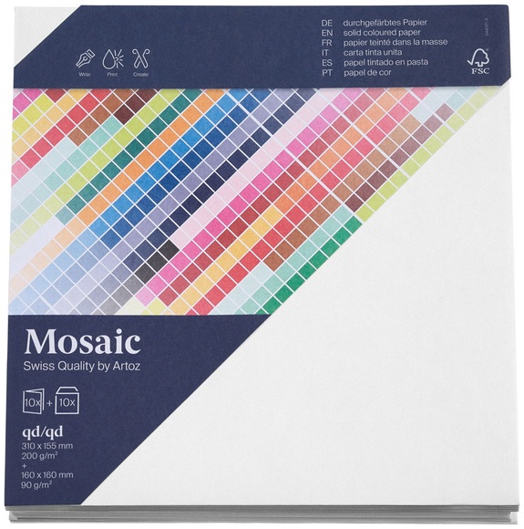 Artoz Mosaic Karten/Kuverts qd weiss je 10 Stück