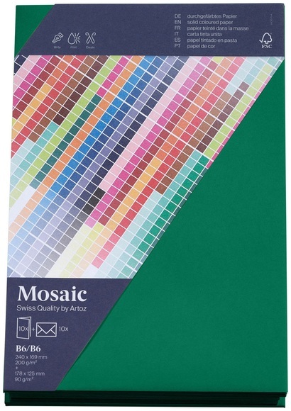 Artoz Mosaic Karten/Kuverts B6/B6 tannengrün je 10 Stück