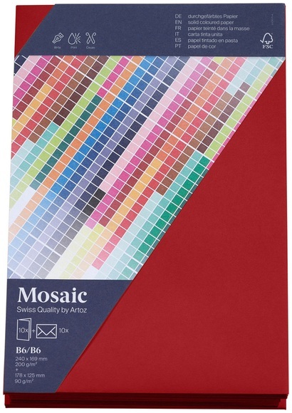 Artoz Mosaic Karten/Kuverts B6/B6 feuerrot je 10 Stück