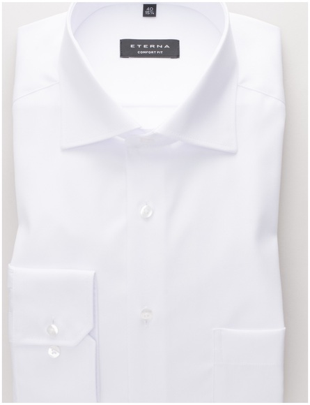 ETERNA LANGARM HEMD COMFORT FIT COVER SHIRT TWILL WEISS UNIFARBEN