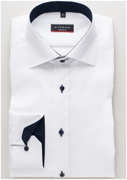 ETERNA LANGARM HEMD MODERN FIT PINPOINT WEISS UNIFARBEN