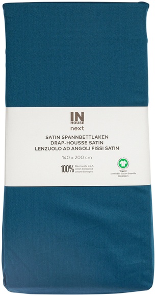 Inhouse NEXT Fixleintuch Satin Uni petrol 140x200