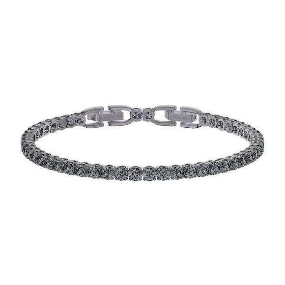 Swarovski-Tennis Deluxe Bracelet, Grey/Ruthenium