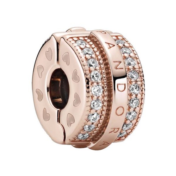 Pandora Rose Sparkling Pavé Lines & Logo Clip Clip Damen