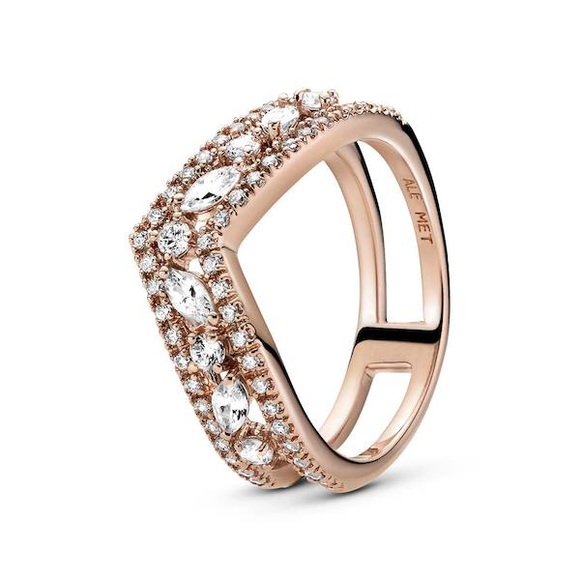 Pandora Ring Stackable Sparkling Bouble Wishbone Ring Damen