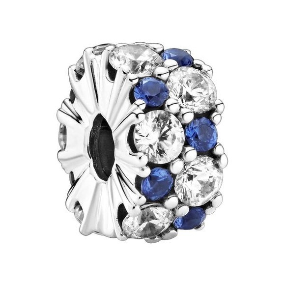 Pandora Clear & Blue Sparkle Clips Clip Damen