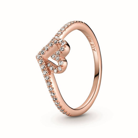 Pandora Stackable Sparkling Wishbone Heart Ring Damen