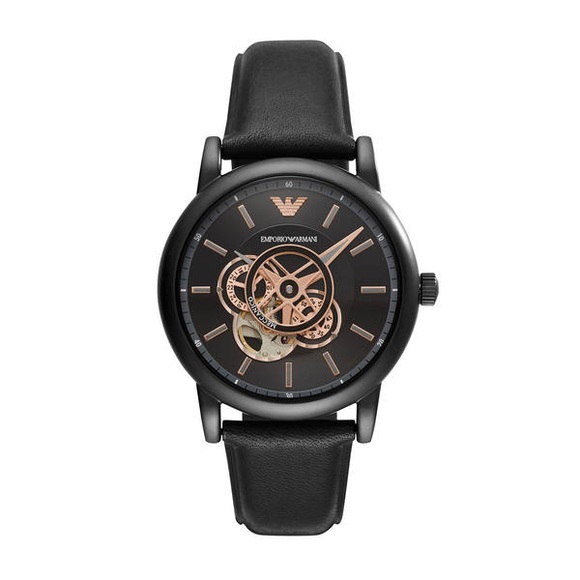 Emporio Armani AR60012 Luigi Super Meccanico leather watch 43mm-Black