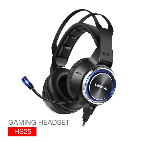 Lenovo - HS25 NC Gaming USB Kopfhörer Over-Ear LED Headset mit Mikrofon - Schwarz