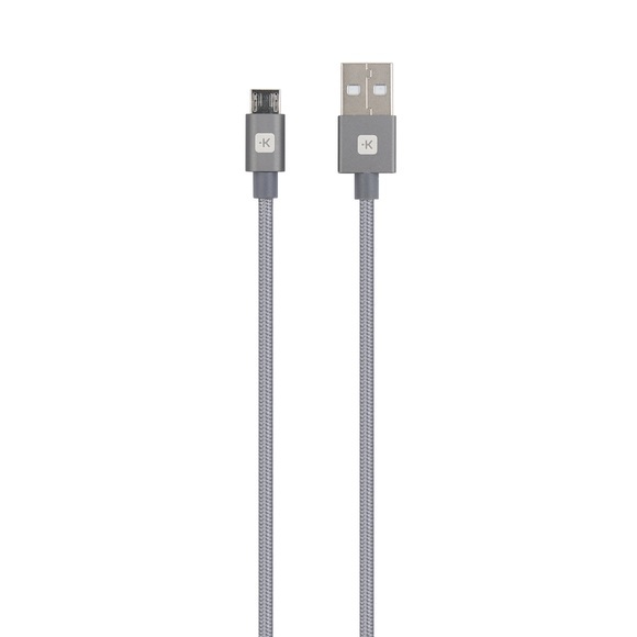 Skross USB-Kabel USB 2.0 USB-A Stecker 1.20 m Space Grau Rund, Flexibel, Stoff-Ummantelung SKCA0010A-M120CN