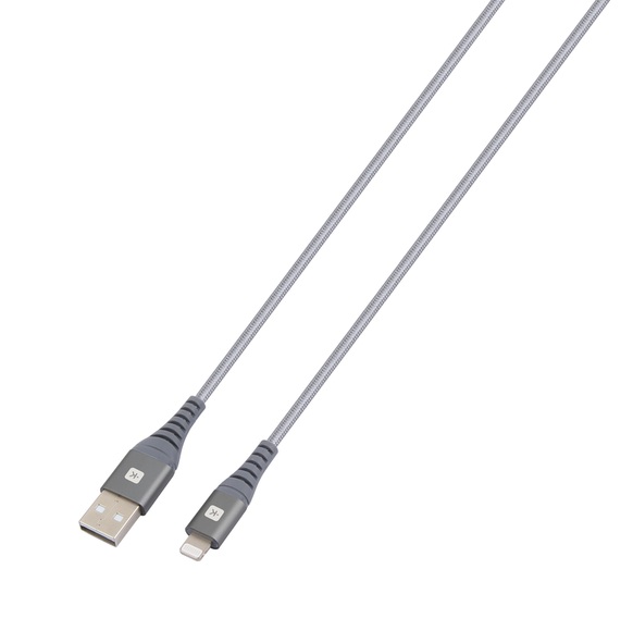 Skross USB-Kabel USB 2.0 USB-A Stecker 1.20 m Grau Rund, Flexibel, Stoff-Ummantelung SKCA0011A-MFI120CN