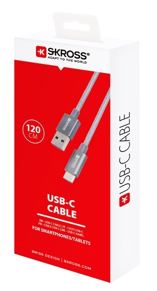 Skross USB-Kabel USB 3.2 Gen1 (USB 3.0 / USB 3.1 Gen1) USB-A Stecker 1.20 m Space Grau Rund, Flexibel, Stoff-Ummantelung