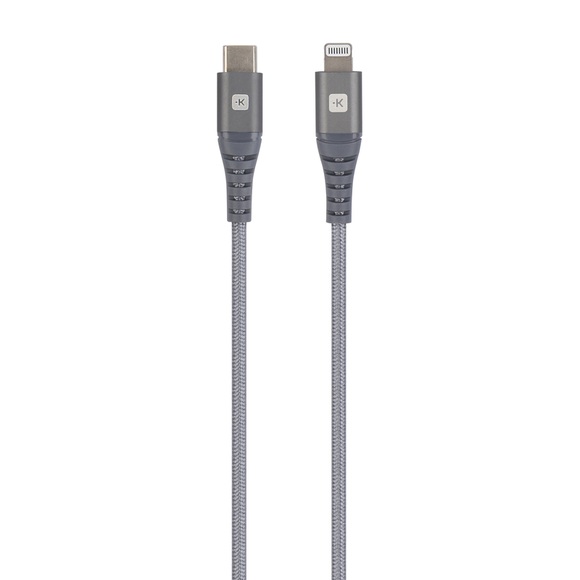 Skross USB-Kabel USB 2.0 USB-C? Stecker 2.00 m Space Grau Rund, Flexibel, Stoff-Ummantelung SKCA0016C-MFI200CN