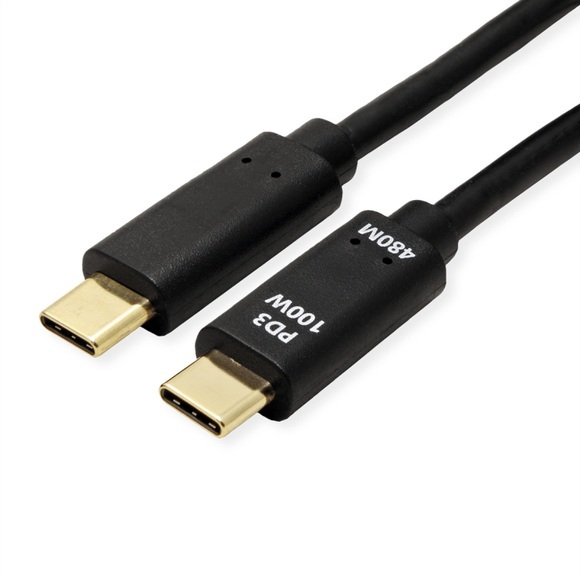Value USB-Ladekabel USB 2.0 USB-C® Stecker 3 m Schwarz 11998310