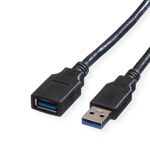 Roline USB-Kabel USB 3.2 Gen1 (USB 3.0 / USB 3.1 Gen1) USB-A Stecker, USB-A Buchse 1.80 m Schwarz Geschirmt 11.02.8978
