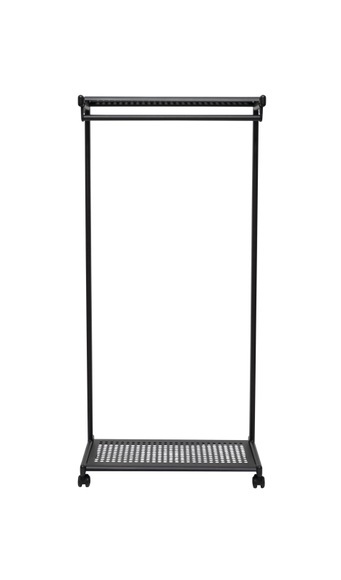 Garderobenständer MAULbolero, mit Rollen, Hut- & Schuhablage, B 780 x T 460 x H 1660 mm, Metall, schwarz