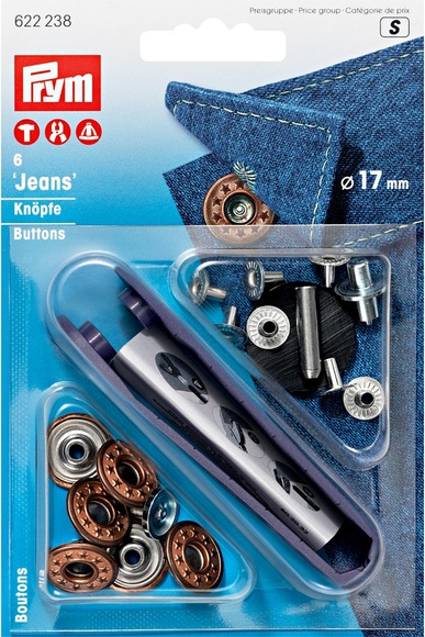 Prym Jeansknopf Sterne, altbronze 17 mm, Karte 6 Stk.