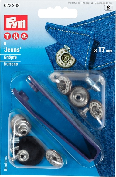 Prym Jeansknopf Sterne, altmessing 17 mm, Karte 6 Stk.
