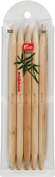 Prym Strumpfstricknadeln 10.00 mm, 20 cm, Karte 5 Stk., Bambus