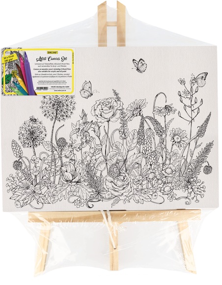 ONLINE Artist Leinwand Set Flowers 61041/3 inkl. 6 Brushpens 30x23cm