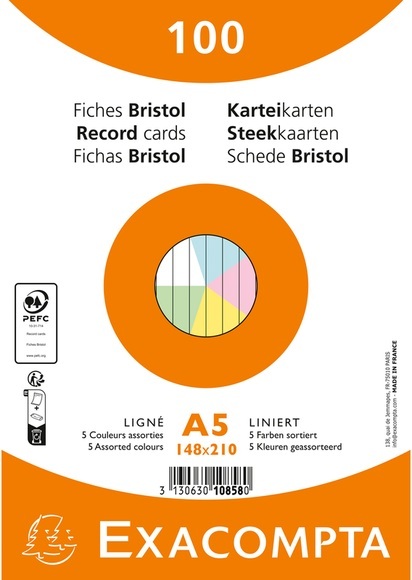 Karteikarten A5 liniert sort.