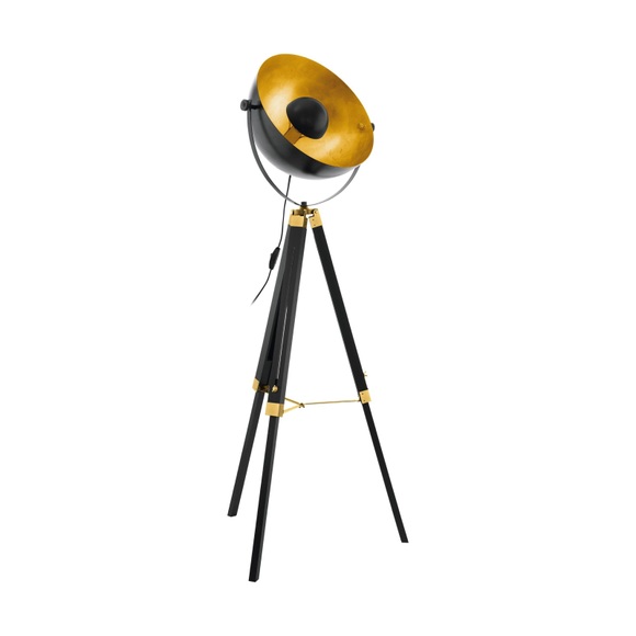 Stehlampe Covaleda m. Dreibeingestell schwarz/gold