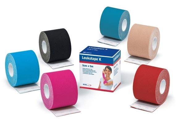 Leukotape K Pflasterbinde 5mx5cm hautfarbig (5 Stück)