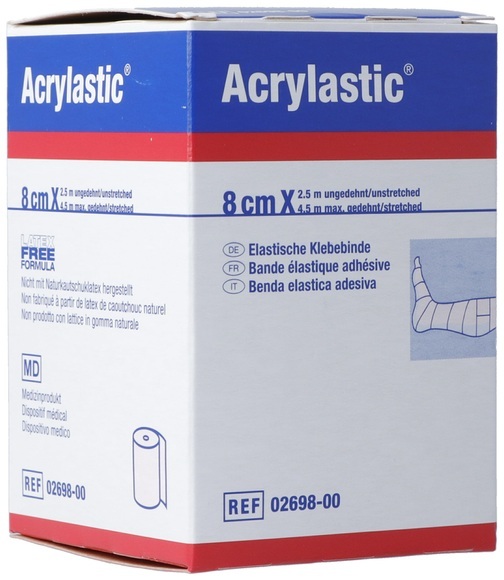 Acrylastic Pflasterbinde 2.5mx8cm elastisch (1 Stück)