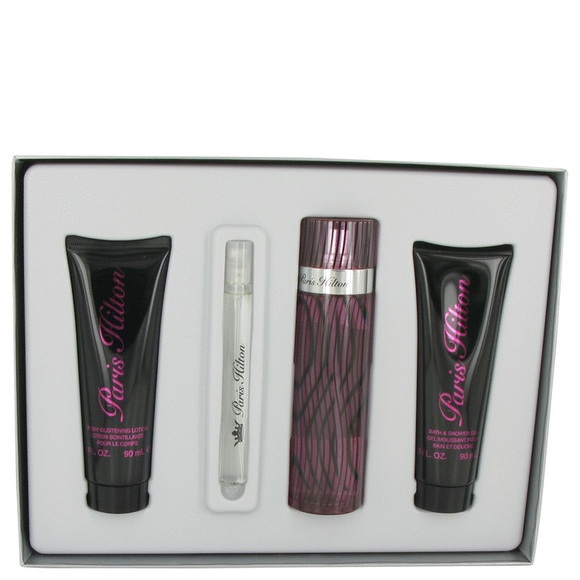 Paris Hilton by Paris Hilton Gift Set -- 3.4 oz Eau de Parfum Spray + 3 oz Body Lotion + 3 oz Shower Gel + .34 oz Mini EDP Spray