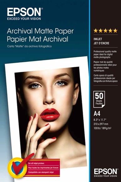 Epson Archival Matte Paper C13S041342 Fotopapier DIN A4 192 g/m² 50 Blatt Matt