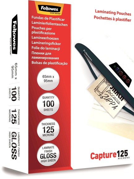 Fellowes Glänzende Karten-Laminierfolie - Heiss-Laminierfolie (Transparent)