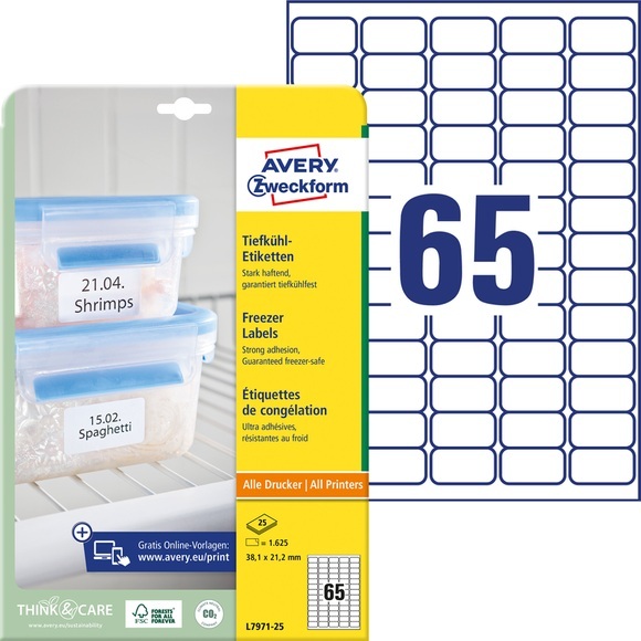Avery L7971-25 self-adhesive label White Rounded rectangle 1625 pc(s)