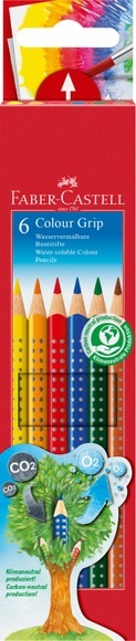 Faber-Castell Buntstifte-Set COLOUR GRIP mit 6 Farben im Kartonetui