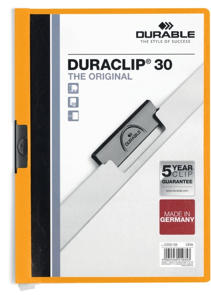 Durable DURACLIP 30 A4 Präsentations-Mappe Orange, Weiß PVC