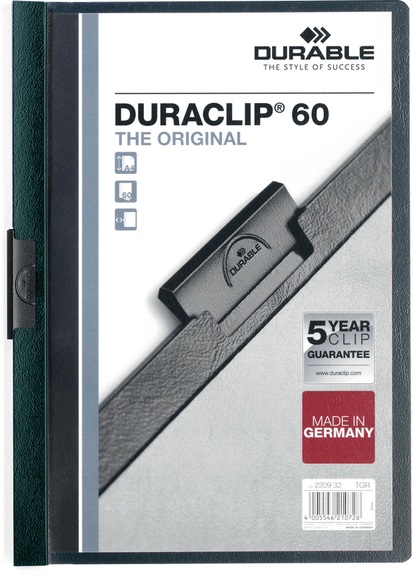 Durable DuraClip Original 60 A4 Dark Green Präsentations-Mappe Grün PVC