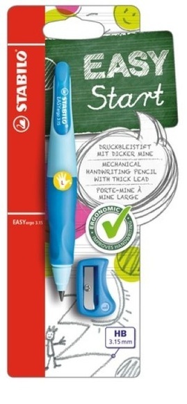 STABILO® Druckbleistift EASYERGO 3.15 mit Spitzer für Linkshänder in hellblau/dunkelblau