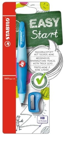 STABILO® Druckbleistift EASYERGO 3.15 mit Spitzer für Rechtshänder in hellblau/dunkelblau