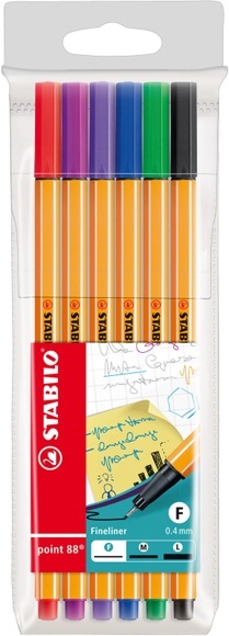 STABILO® Fineliner Etui mit 6 Farben in bunt