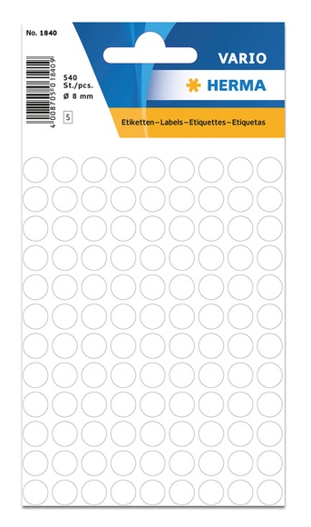 HERMA Multi-purpose labels ø 8mm white 540 pcs. selbstklebendes Etikett
