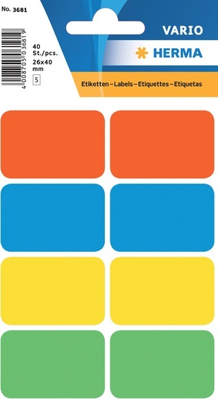 HERMA Multi-purpose labels 26x40 mm colours assorted 40 pcs.