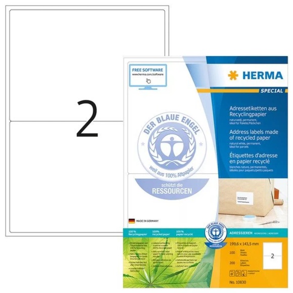 Hema HERMA Etiketten A4 199,6x143,5 mm Rec.Blauer Engel 200 St.