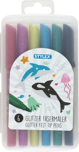 ROOST Fasermalstifte Glitzer 64016 6 Farben
