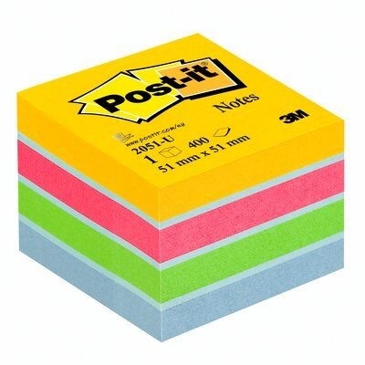 Post-it Haftnotizwürfel 2051-U 51 mm x 40 mm Ultrablau, Ultragelb, Ultragrün, Ultrapink 400 Blatt