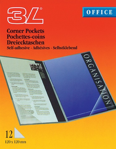 3L Corner Pockets 100 x 100mm Dokumentenmappe 12 Stück(e)